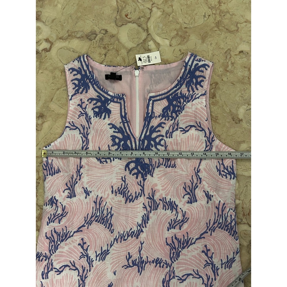 TALBOTS EMBROIDERED LINEN SHIFT DRESS WAVY CORAL Size PETITE 0P Pink NWT - Picture 8 of 13